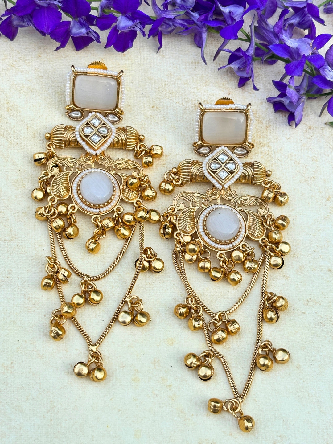 VIVAZS Kashmiri Long Drop Earrings