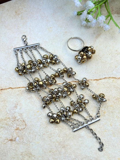Oxidised Multi-Layered Chain Gungaroo Bracelet