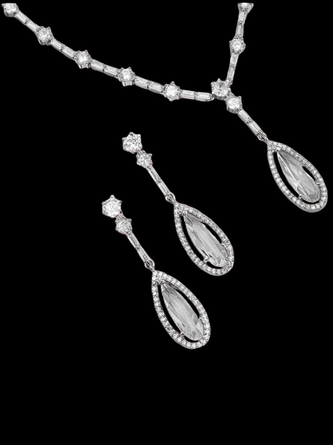 VIVAZS Silver-Plated White AD Stone Studded Necklace
