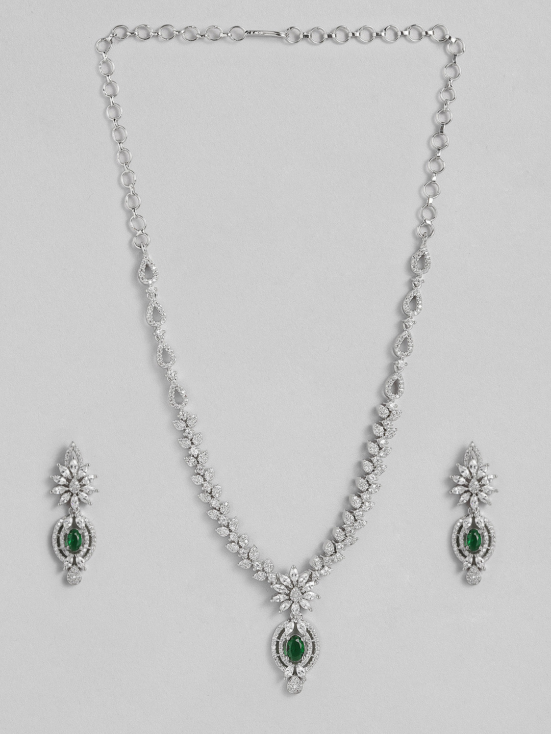 VIVAZS Green Emerald AD Studded Handcrafted Jewellery Set