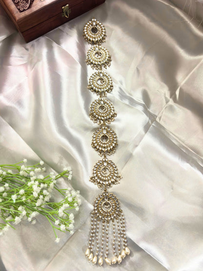 Bridal Gold-Plated Kundan Multi-Layer Hair Braid Accessory