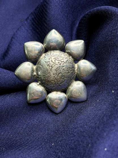 Women Oxidised Silver-Plated Floral Statement Ring