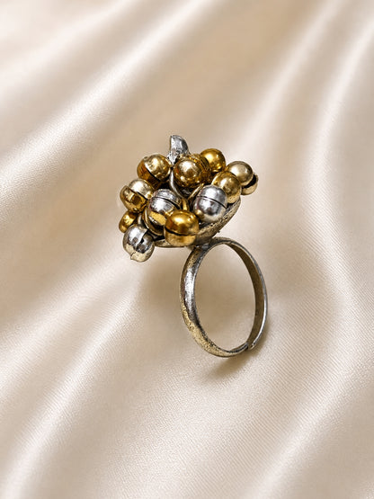 Women Gold-Plated Ghungroo Statement Adjustable Ring