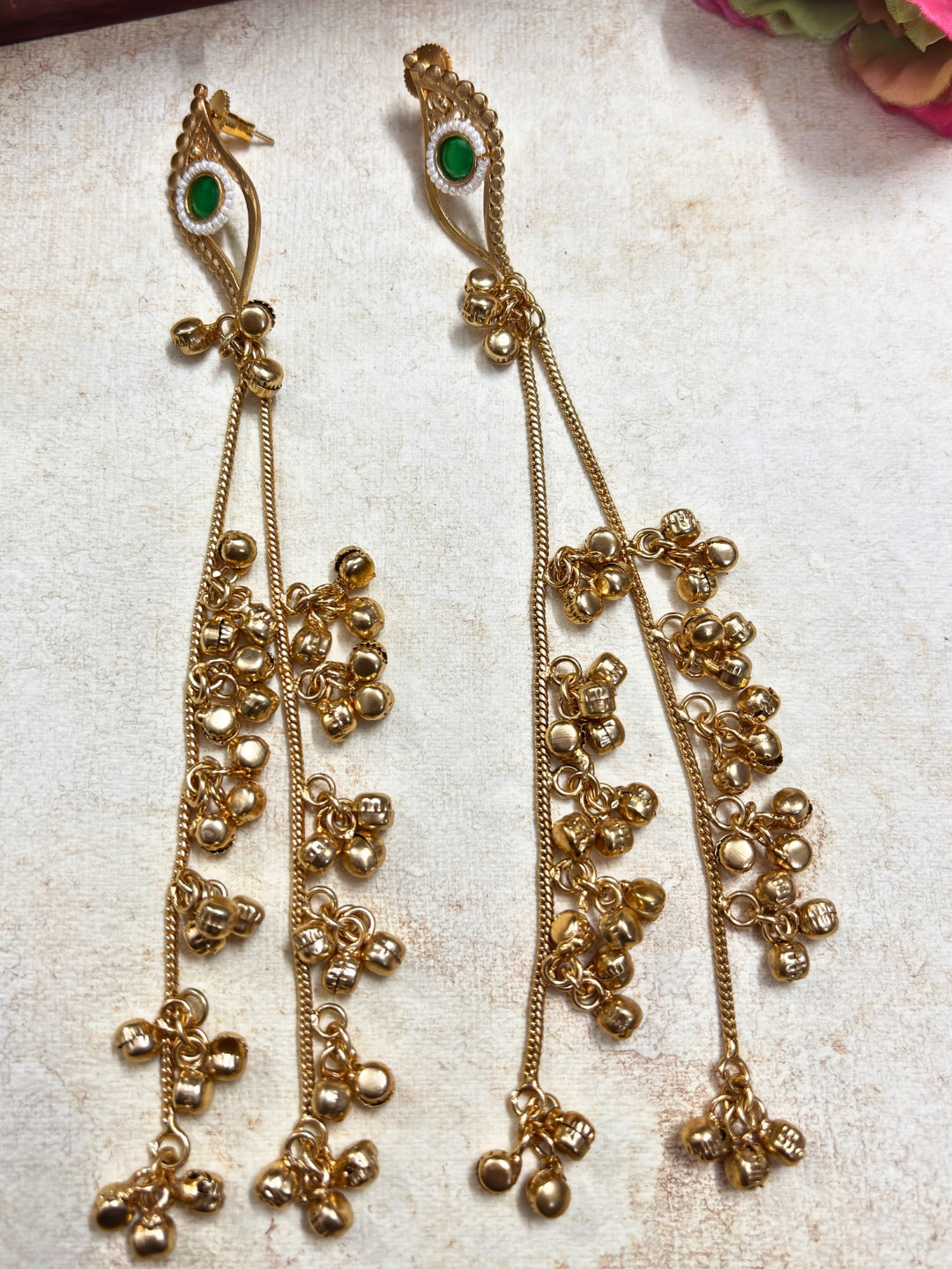 VIVAZS Kashmiri Gold Plated Drop Earrings