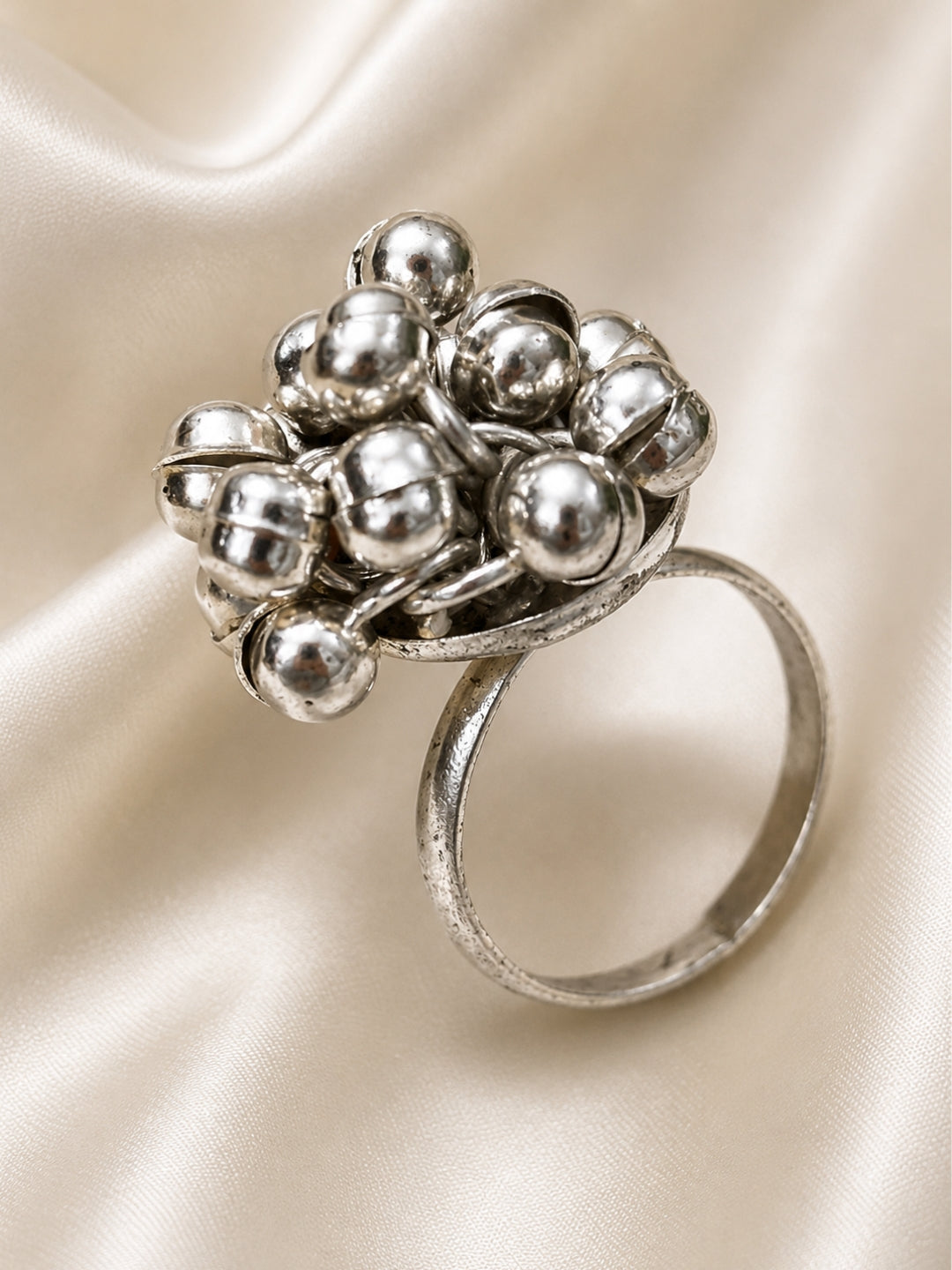 Women Gold-Plated Ghungroo Statement Adjustable Ring