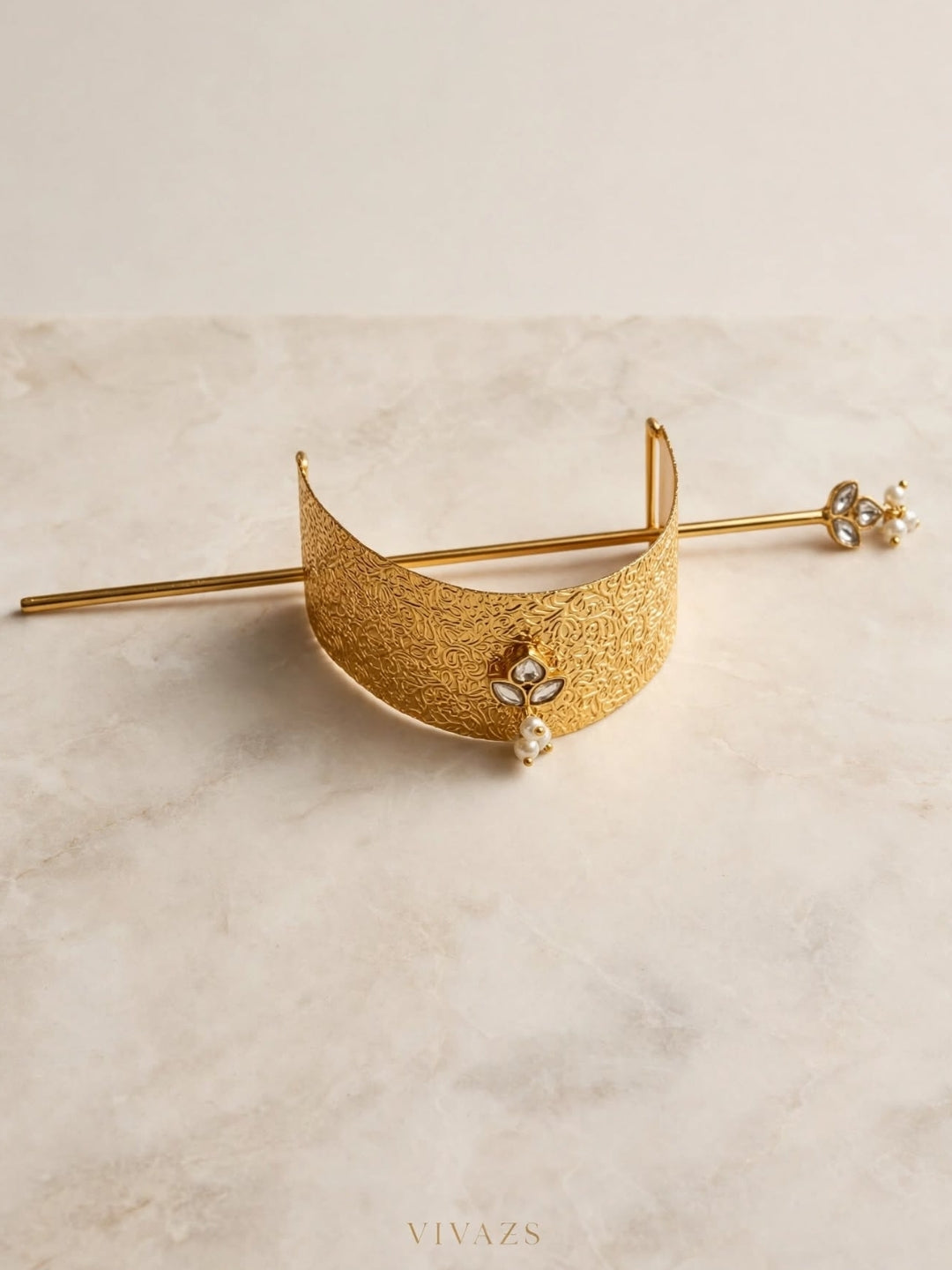Gold-Plated Traditional Engraved Hair Juda Pin