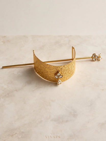 Gold-Plated Traditional Engraved Hair Juda Pin