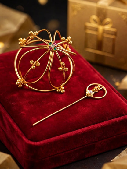 Gold-Plated Traditional Floral Hair Juda Pin