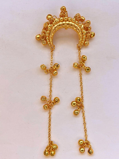 Gold-Plated Traditional Ghungroo Chain Hair Juda Pin