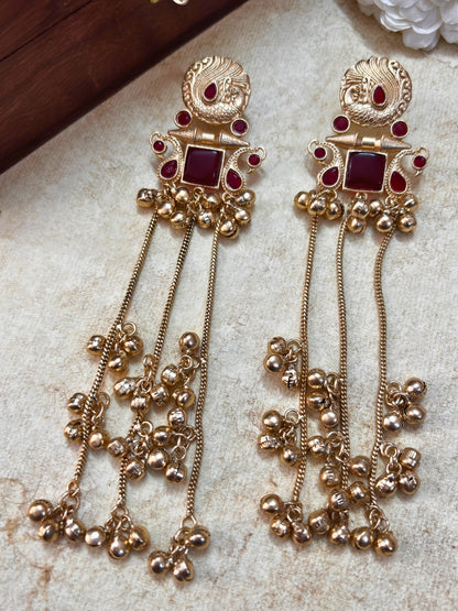 VIVAZS Kashmiri Gold-Plated Drop Earrings