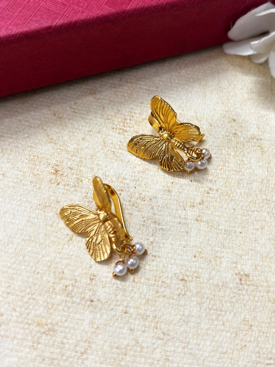 Gold-Plated Stone-Studded Butterfly Bugadi Earrings