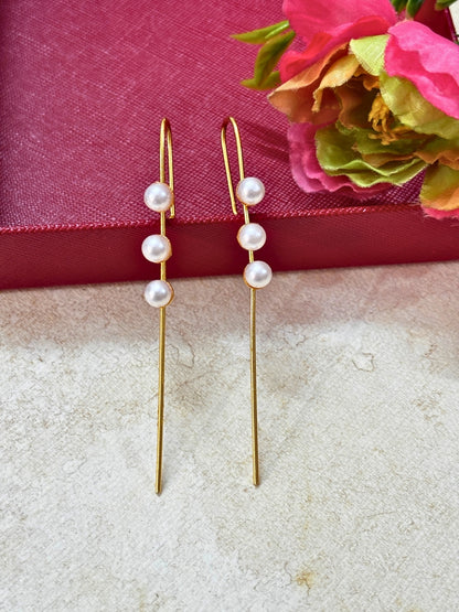 Gold-Plated Classic Pearl Ear Cuff Bugadi Earrings
