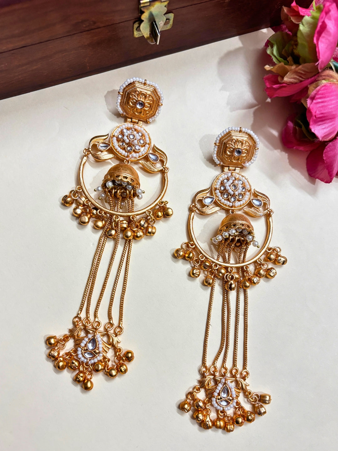 VIVAZS Kashmiri Long Drop Earring