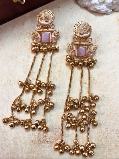 VIVAZS Kashmiri Gold-Plated Drop Earrings