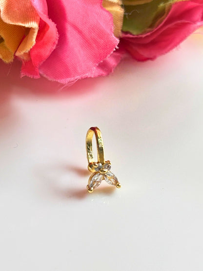 22K Gold-Plated Cubic Zirconia Studded Butterfly Nosepin
