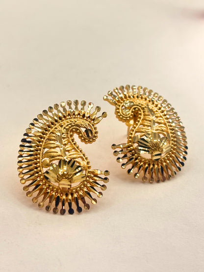 Gold-Plated Peacock Design Statement Stud Earrings