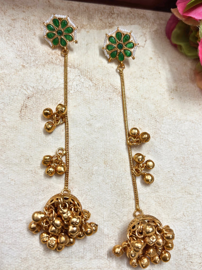 VIVAZS Kashmiri Gold Plated Drop Earrings