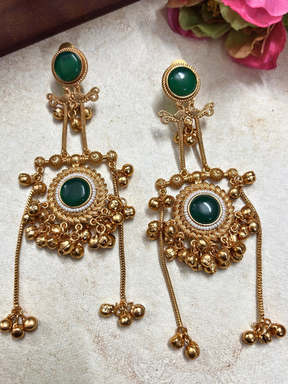 VIVAZS Kashmiri Gold Plated Drop Earrings