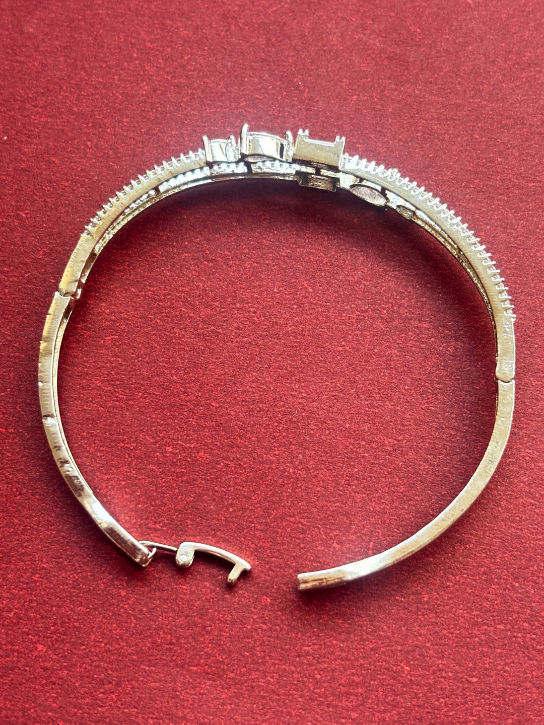 Silver Plated AD & Cubic Zirconia Studded Bangle-Style Wraparound Bracelet