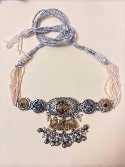 VIVAZS Dual Tone Oxidised Jewellery Set
