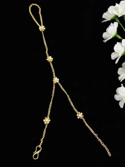 Gold-Plated Ring Bracelet With Hathphool (One Hand Only)