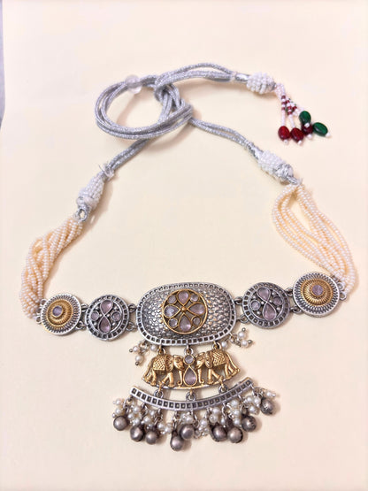 VIVAZS Dual Tone Oxidised Jewellery Set