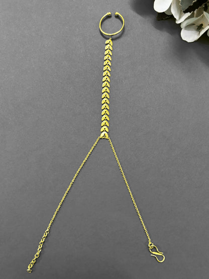 Gold-Plated Ring Bracelet With Hathphool (One Hand Only)