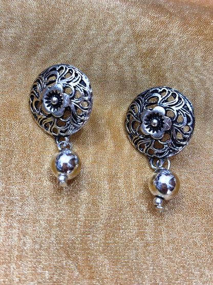 VIVAZS Silver-Plated Oxidized Choker Necklace Set