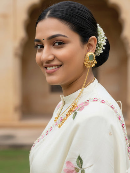 VIVAZS Kashmiri Long Drop Earrings (Mint)