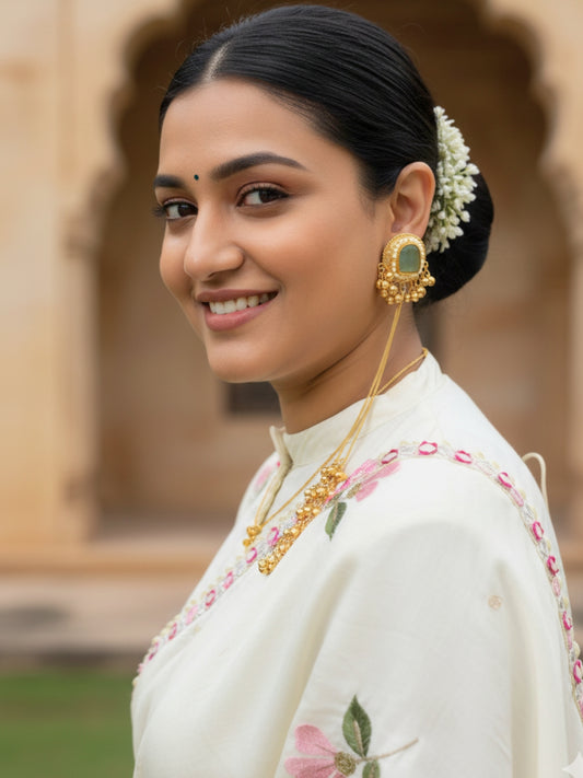 VIVAZS Kashmiri Long Drop Earrings (Mint)