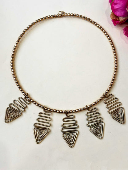 Brass (Dokra) Gold-Plated Oxidised Choker Necklace set