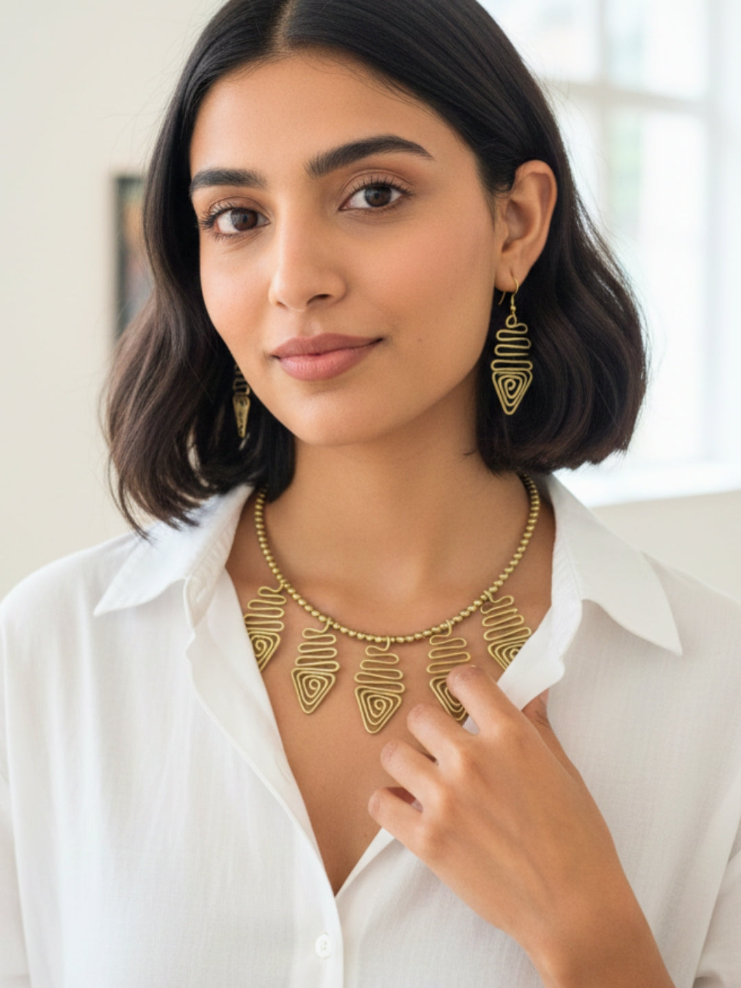 Brass (Dokra) Gold-Plated Oxidised Choker Necklace set