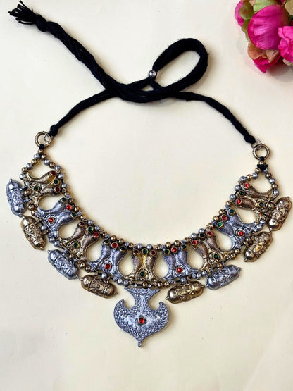 Oxidised  Dual Tone Silver Plated Oxidised Jewellery Set