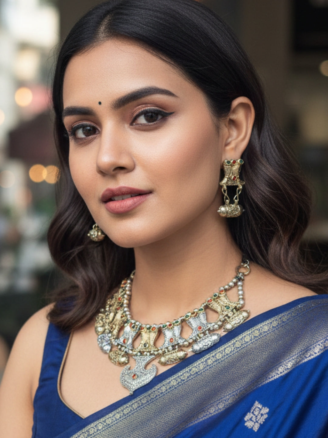 Oxidised  Dual Tone Silver Plated Oxidised Jewellery Set