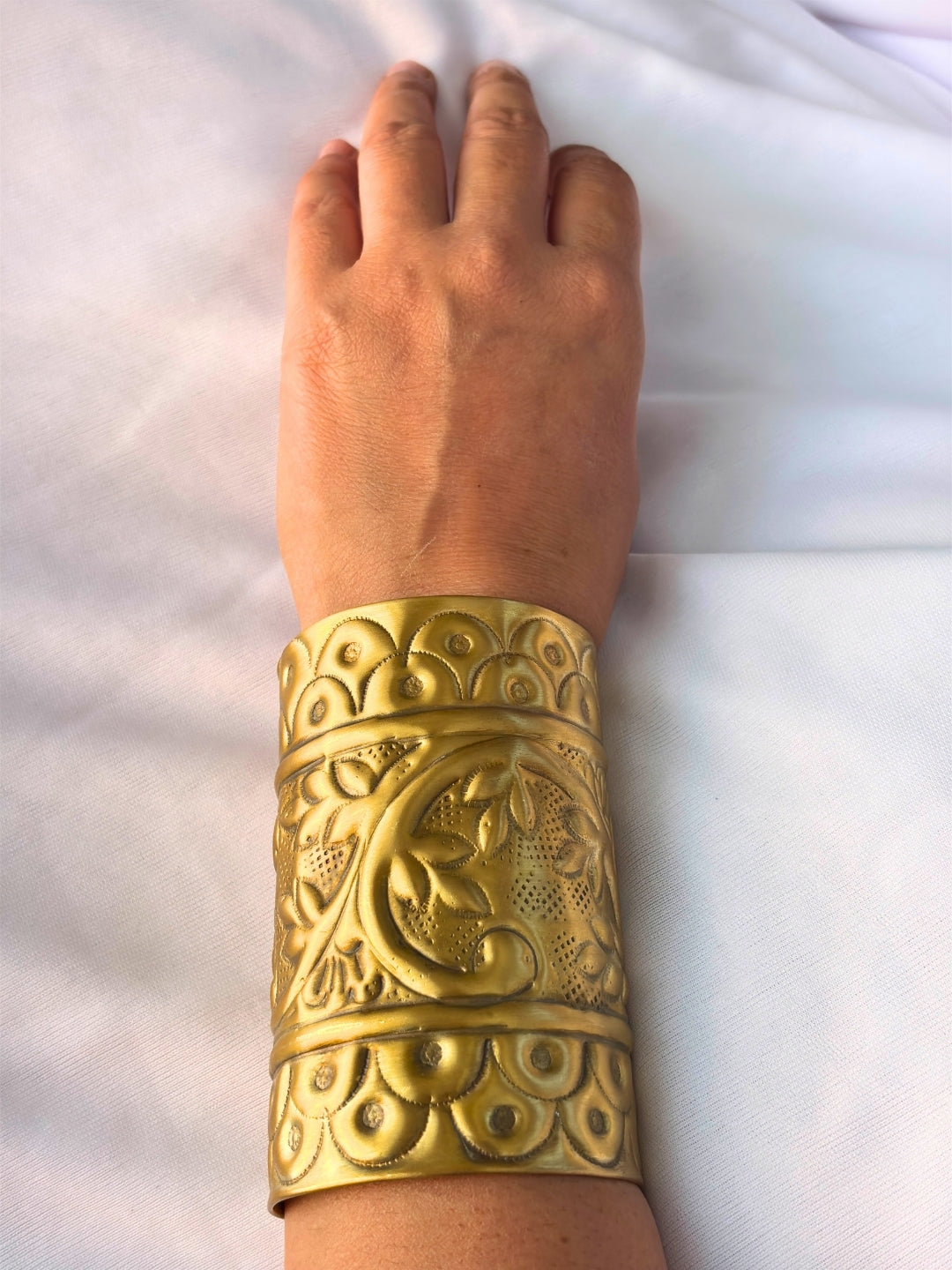 VIVAZS Women Gold-Plated Oxidised Cuff Bracelet/Handcuff