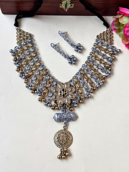 Dual-Toned Tribal Oxidised Jewellery Set