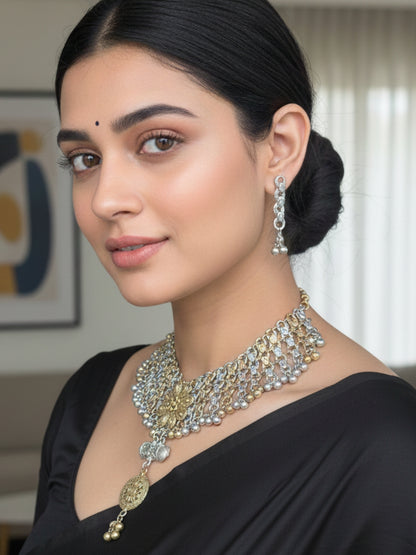 Dual-Toned Tribal Oxidised Jewellery Set