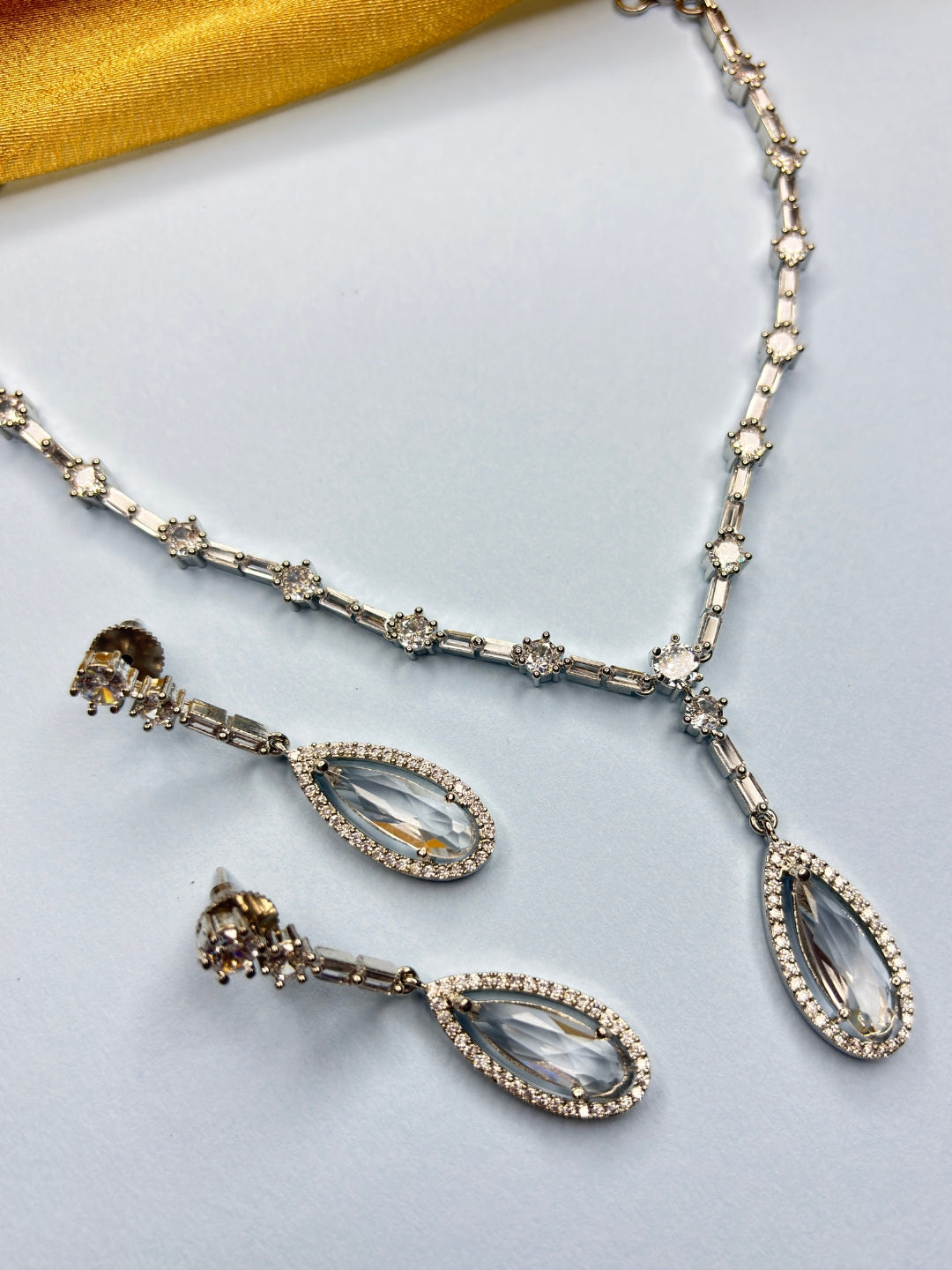 VIVAZS Silver-Plated White AD Stone Studded Necklace