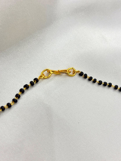 Gold-Plated American Diamond Heart & Ring Pendant Mangalsutra Necklace