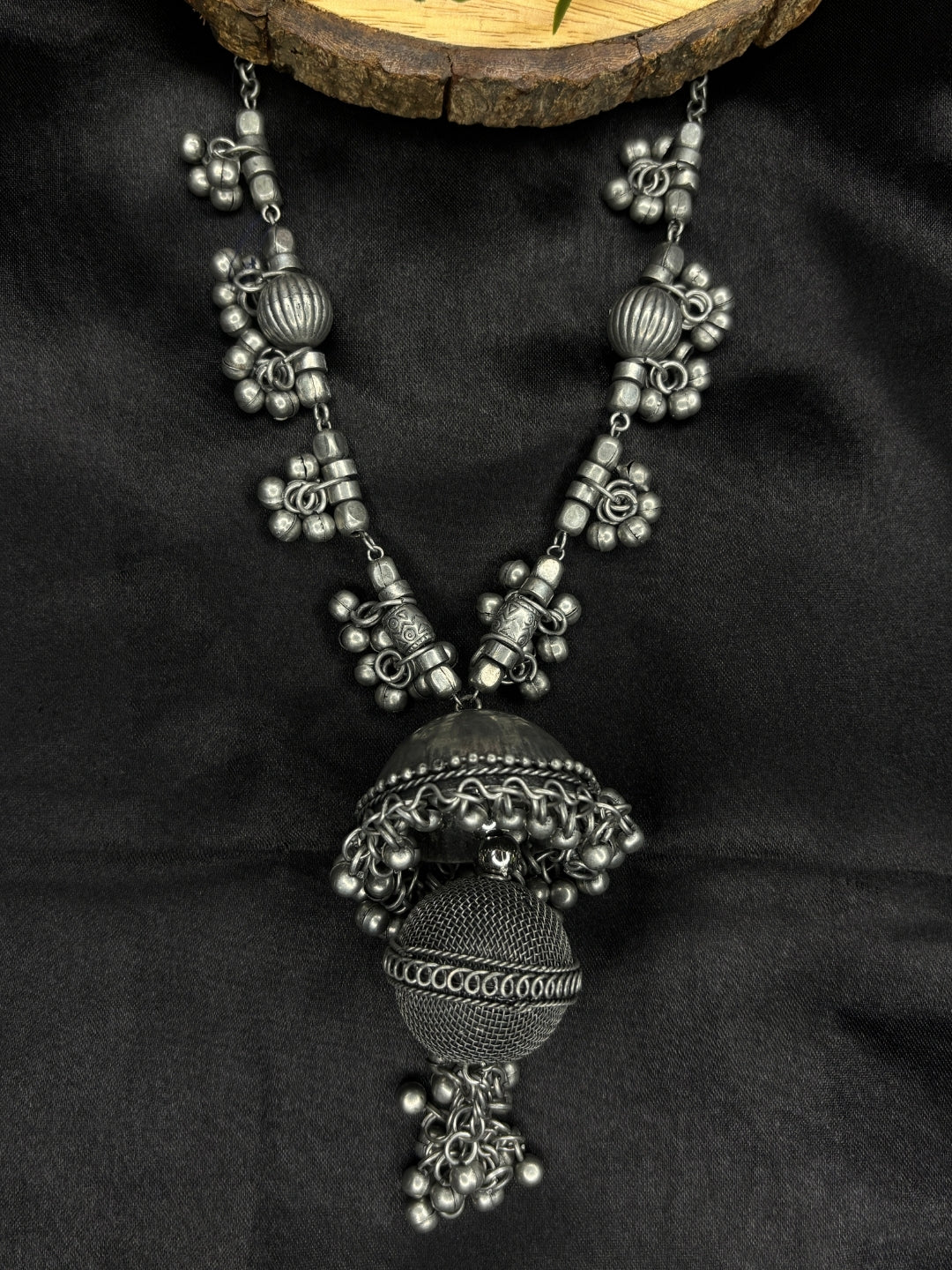 Oxidised Silver-Plated Tribal Statement Long Necklace
