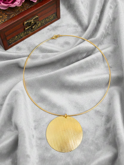 Gold-Plated Textured Statement Choker Necklace