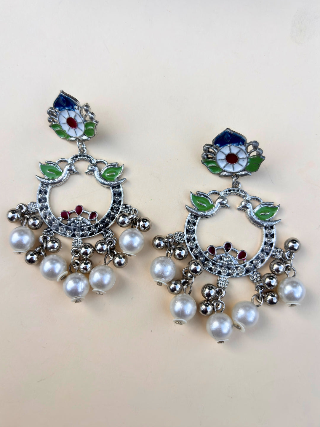 VIVAZS Silver-Plated Contemporary Drop Earrings