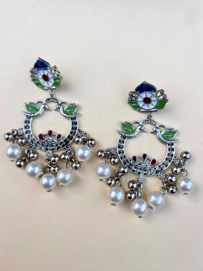 VIVAZS Silver-Plated Contemporary Drop Earrings