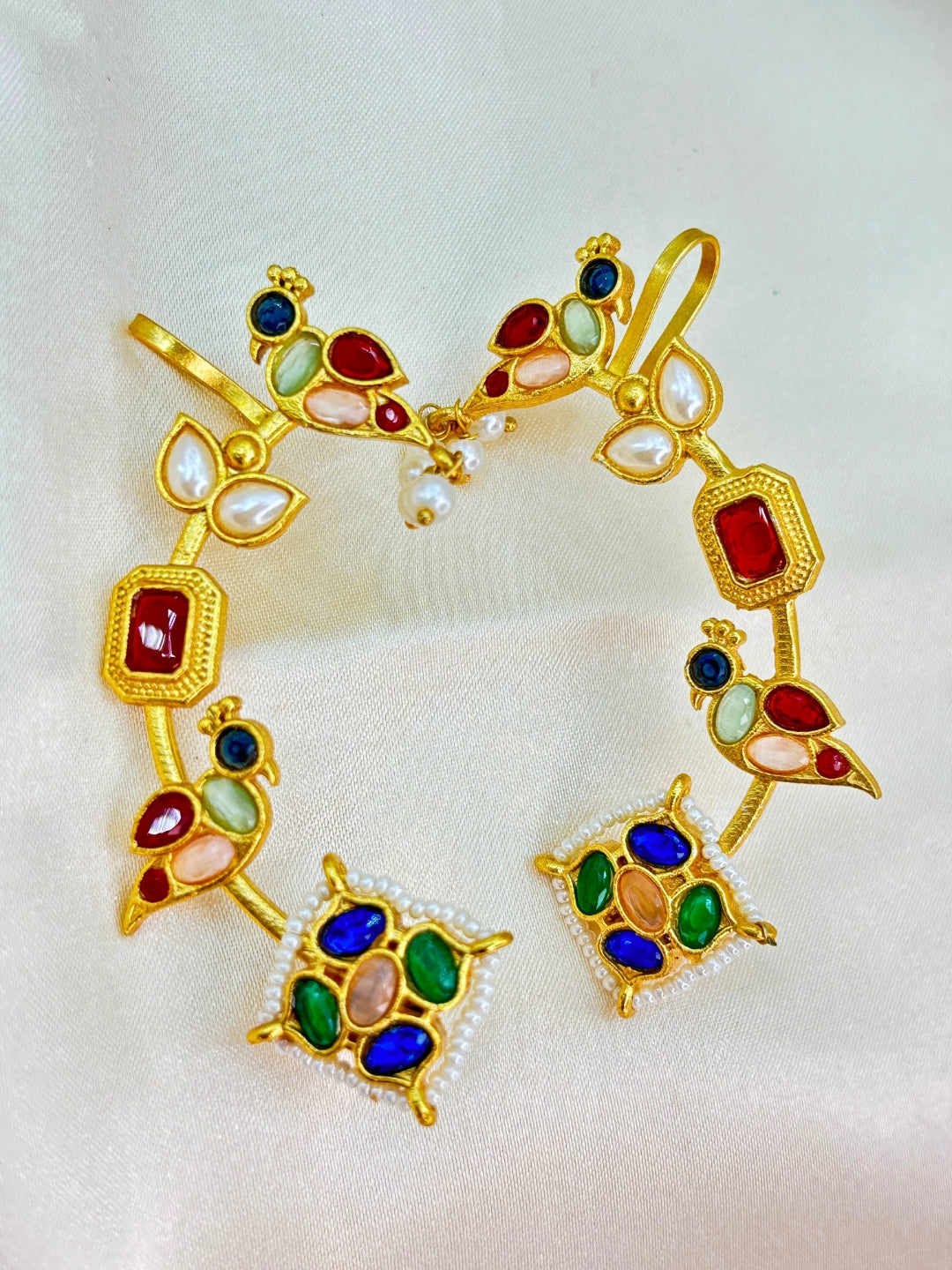 VIVAZS Gold Plated Contemporary Ear Cuff Earrings (Multi color)