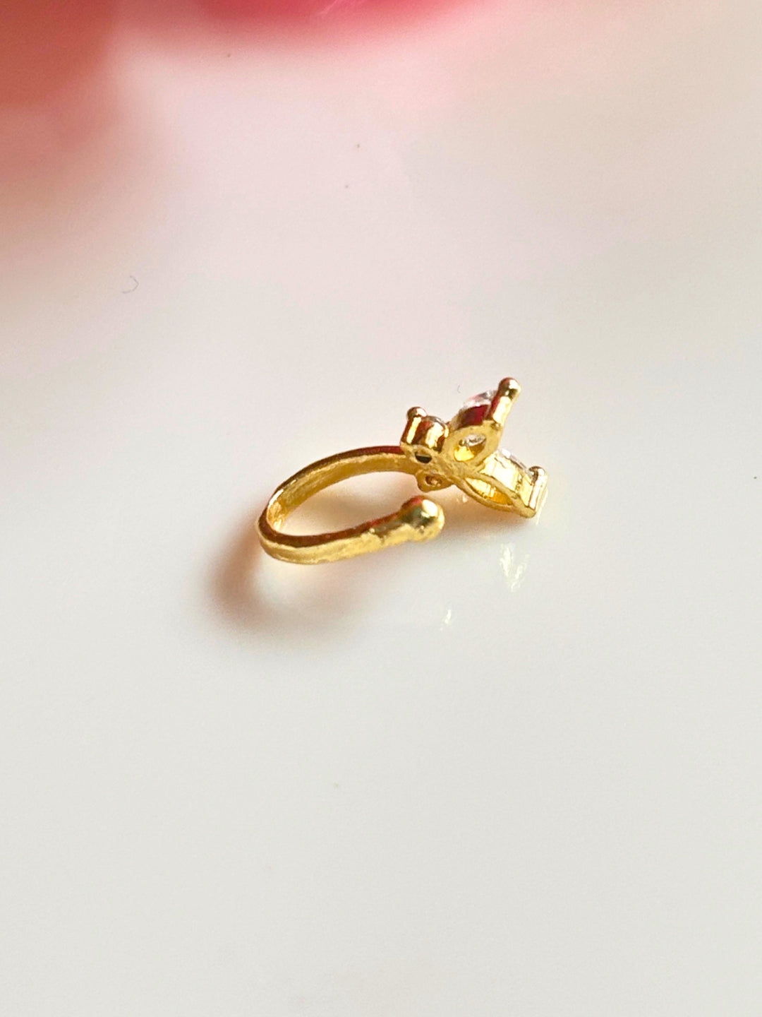 22K Gold-Plated Cubic Zirconia Studded Butterfly Nosepin