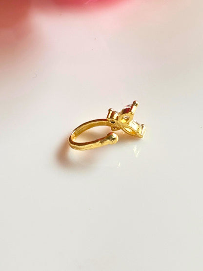 22K Gold-Plated Cubic Zirconia Studded Butterfly Nosepin