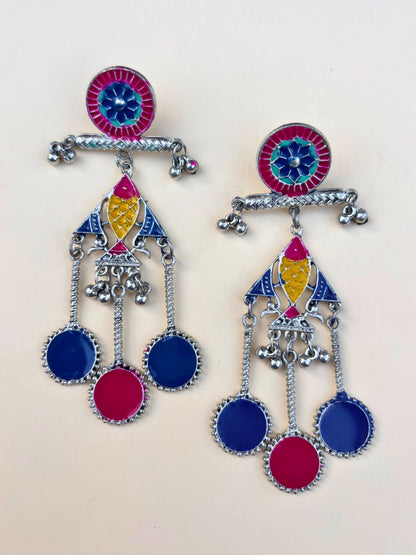 VIVAZS Colorful Enamel Pearl Drop Earrings