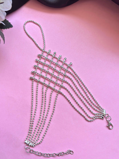 Women Silver-Plated Handcrafted hathphool Wraparound Bracelet set