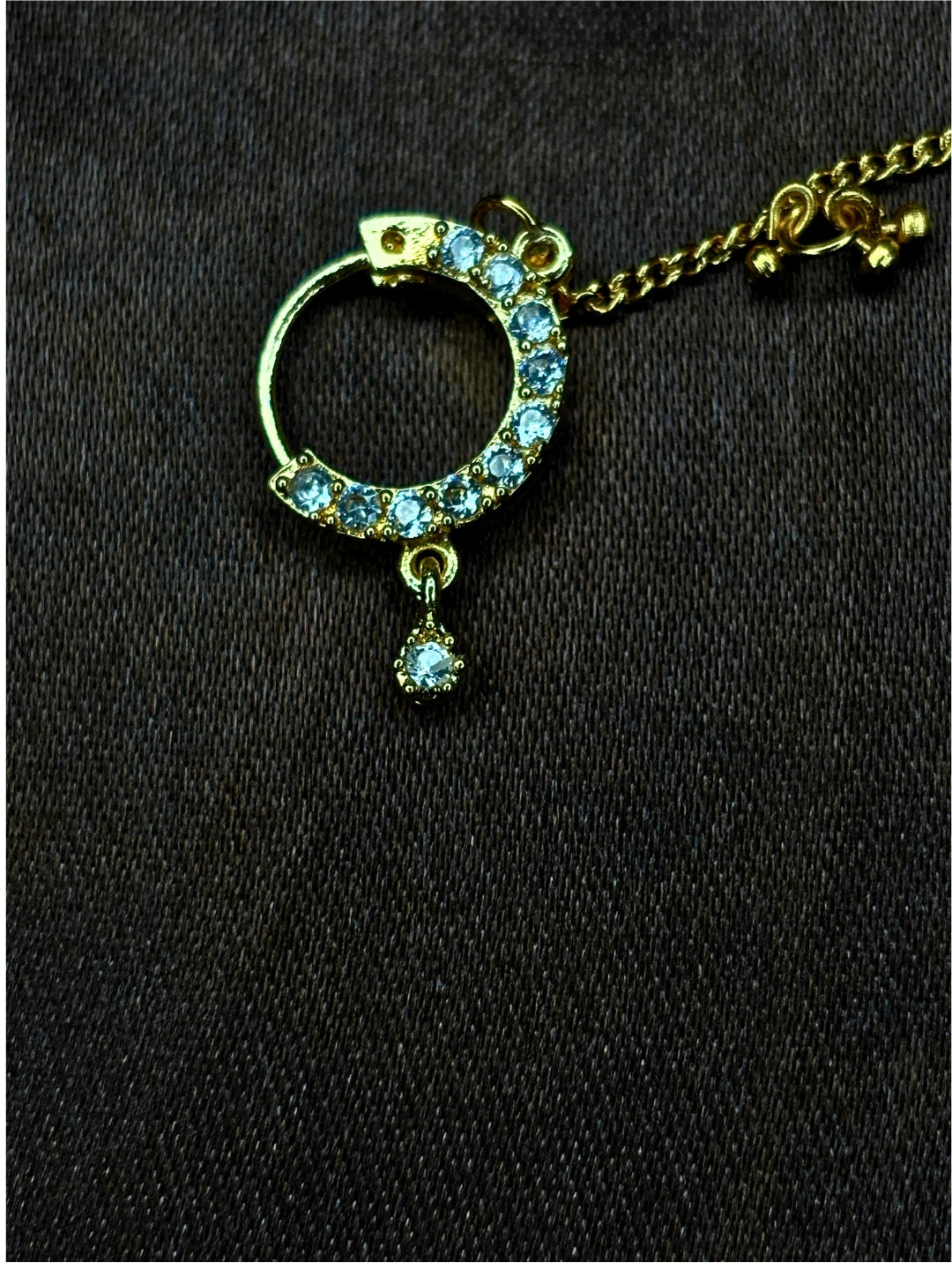 Gold-Plated AD and Cubic Zirconia  chained Adjustable Nosepin Chain (Nath)