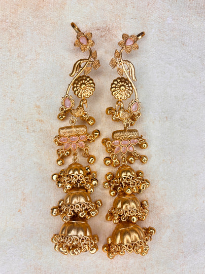VIVAZS Kashmiri Drop earcuff Earrings Jhumkas (peach)